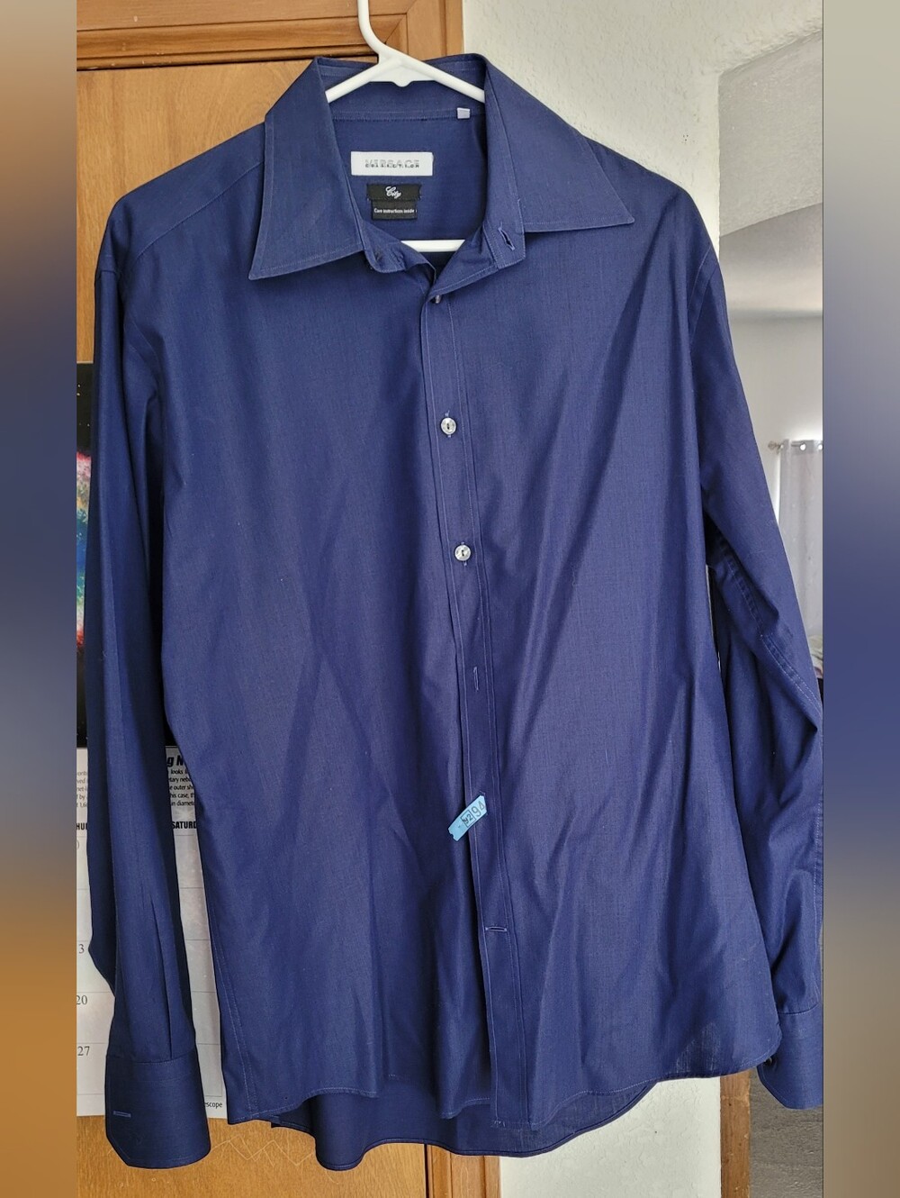 Versace Men's Long-Sleeve Dress Shirt in Deep Navy